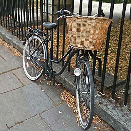 Panier de guidon pour vélo en osier fait main avec sangles en cuir