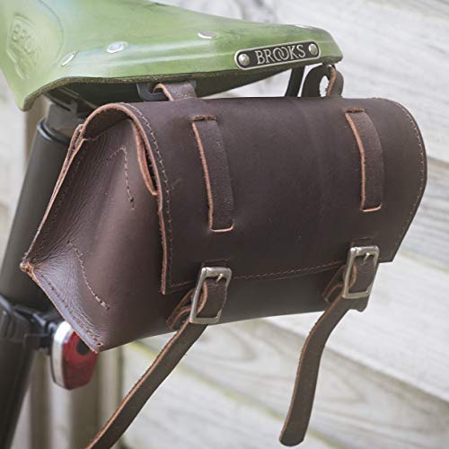 Sacoche de selle vélo en cuir marron vintage London Craft